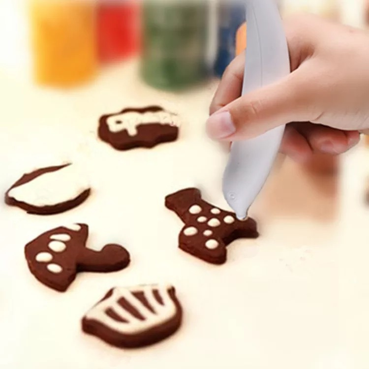 Elektrischer Dekorationsstift Latte Art Pen Gewürz Verzierstift für Kaffee / Kuchen / Tellerdeko (inkl. LR44 Batterie) - Weiss
