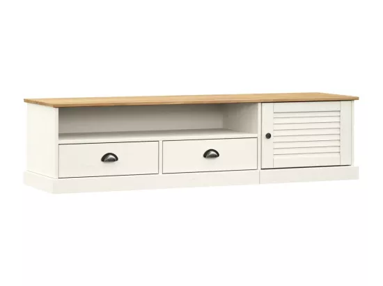 Meuble TV VIGO blanc 156x40x40 cm bois massif de pin