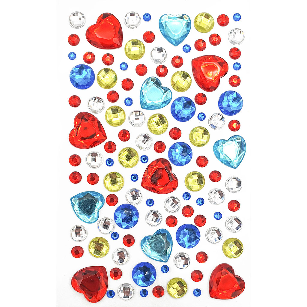 Lot de 109 stickers en strass et cœur