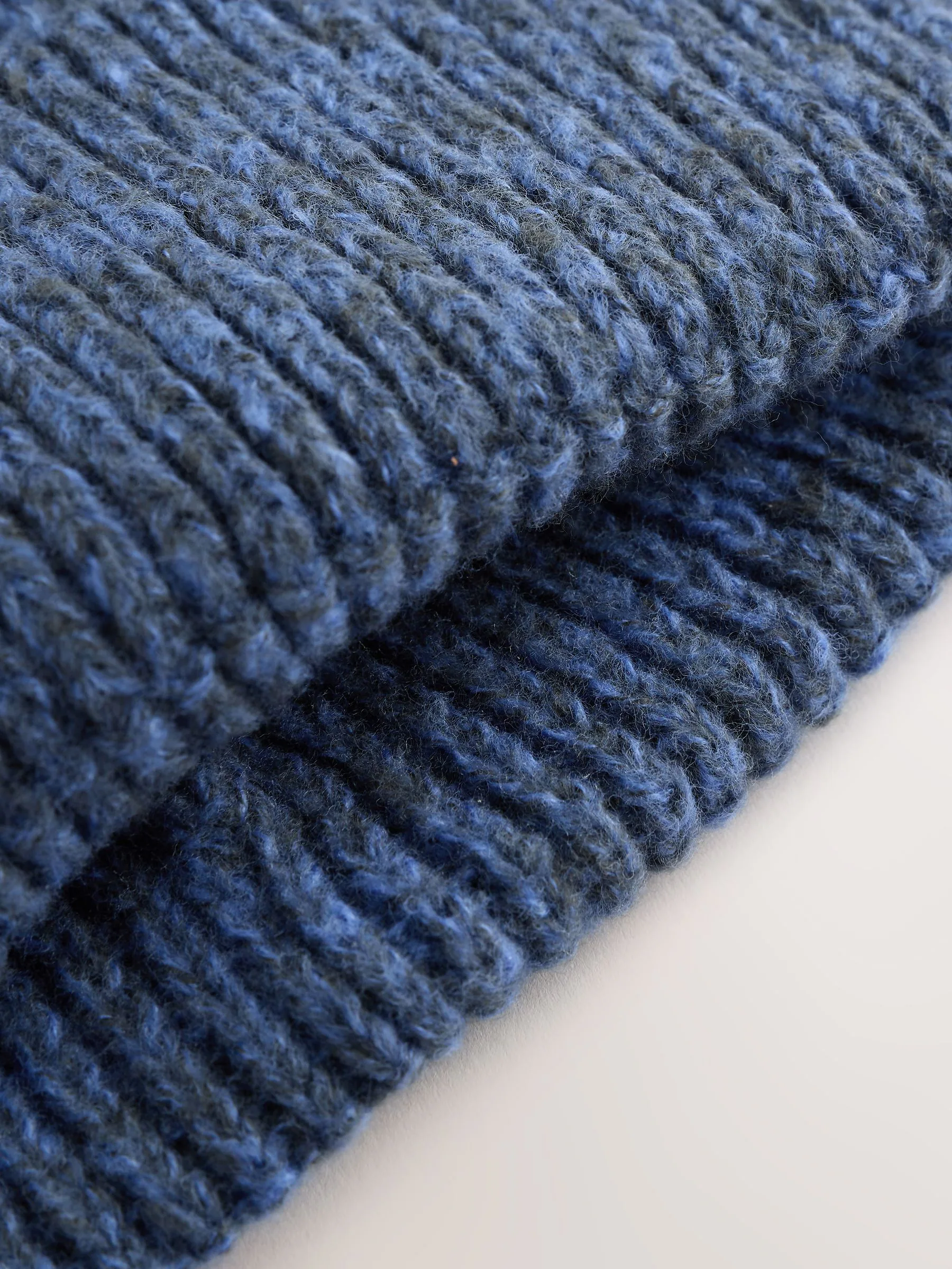 Blauw - Grofgebreide beanie-muts (1-16jr)