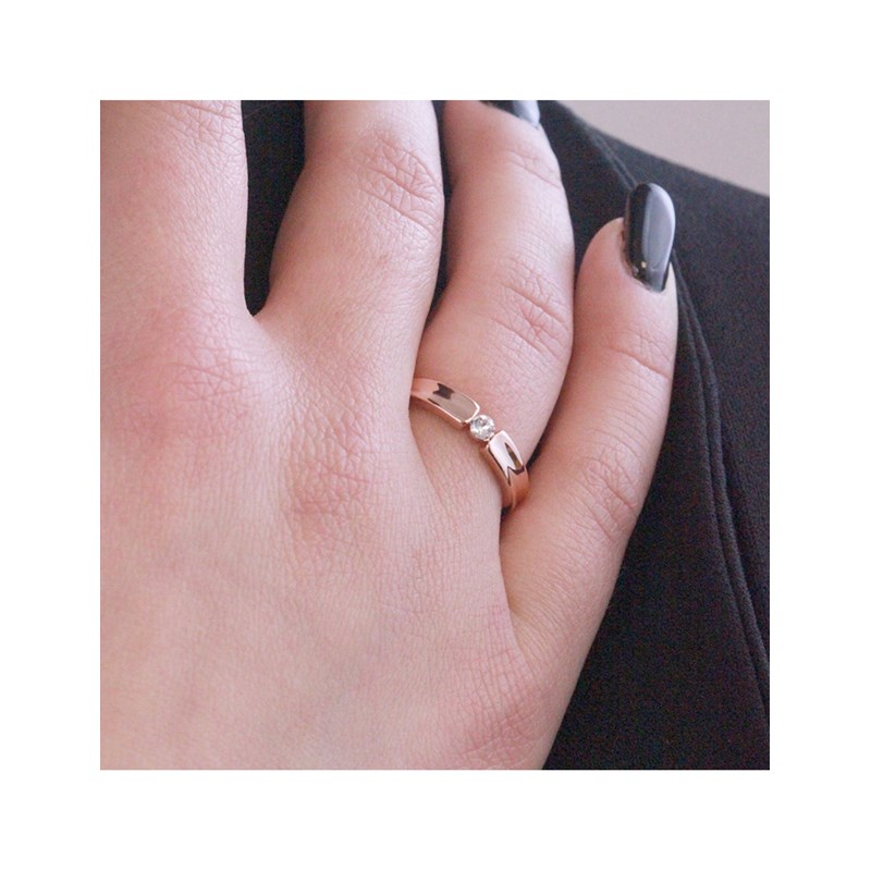 Bague Simplicity - Or Rosé et Cristal