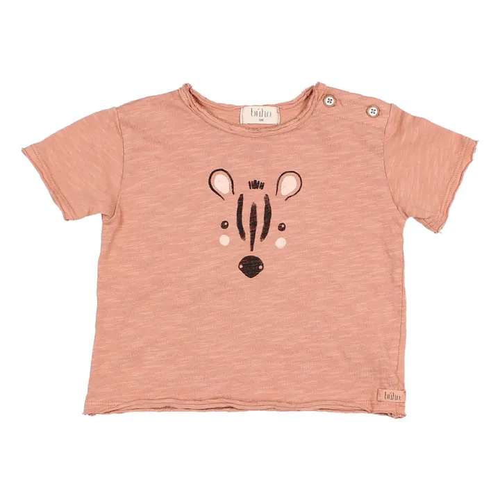 Búho T-shirt Zèbre Coton Flammé | Rose