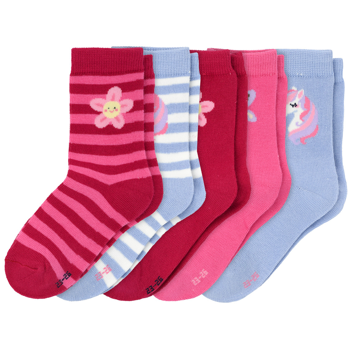 Topolino 5 Paar Mädchen Socken im Set pink / dunkelpink / hellblau