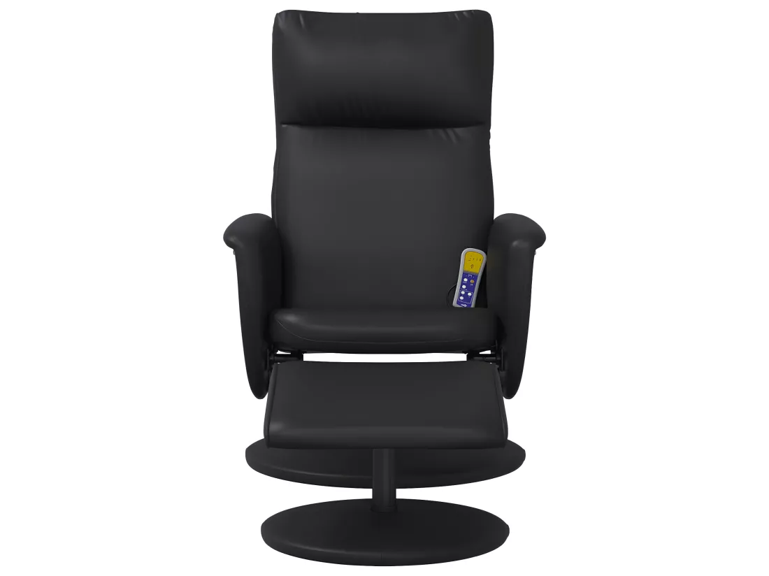 Fauteuil inclinable de massage avec repose-pied noir similicuir