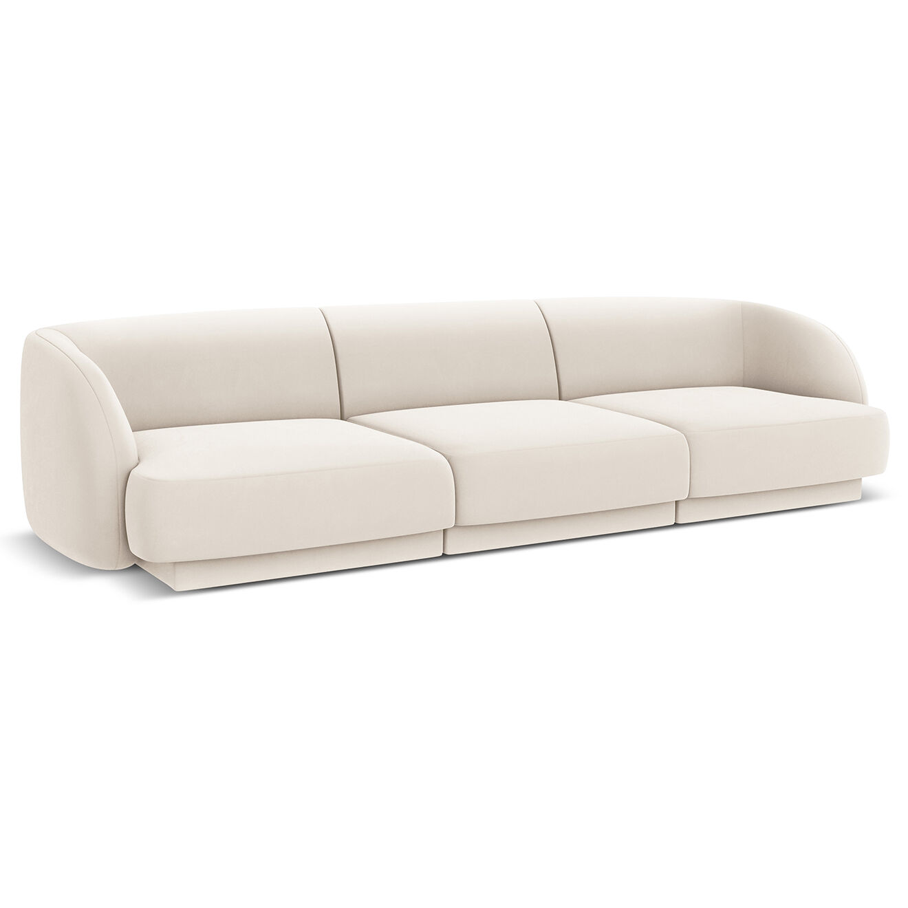 Micadoni Limited Edition Canapé Velours Miley 3 Places beige clair - 259x85x74 cm