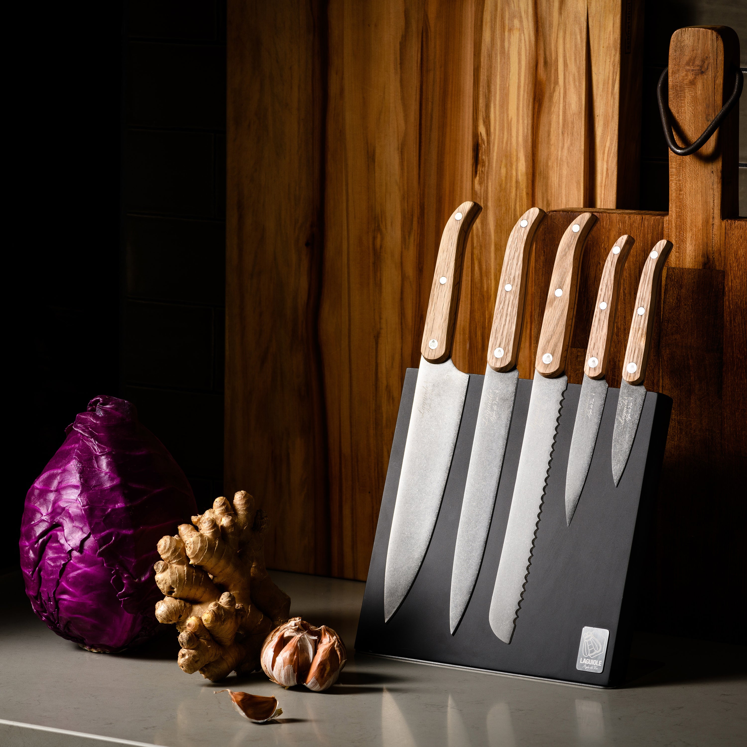 Laguiole Style de Vie Messenset 5-delig met Magnetisch Messenblok