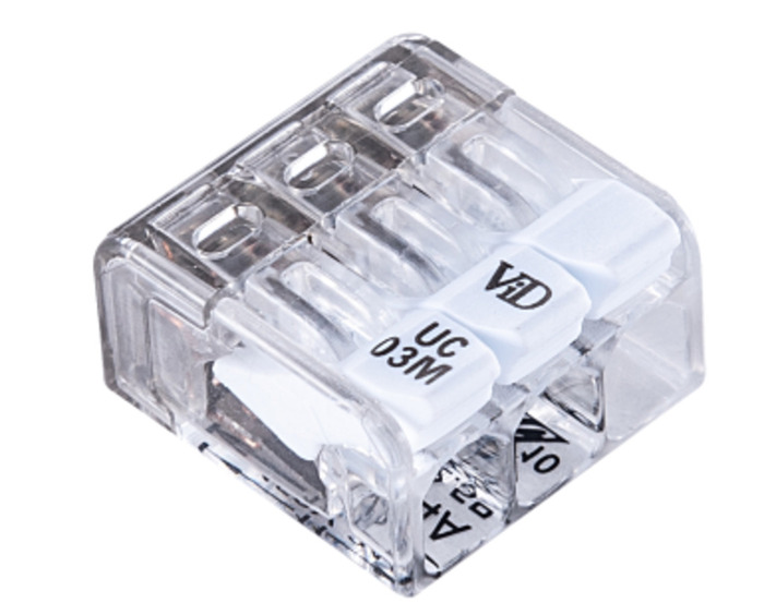 Fjedersamlemuffe med 3 poler 2,5 mm² - 12 stk.