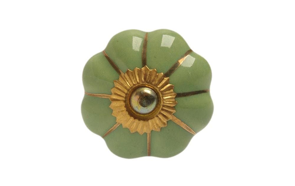 Möbelgriff handgemacht, Ø 4 cm, Grün/GoldMöbelknauf mit Muster