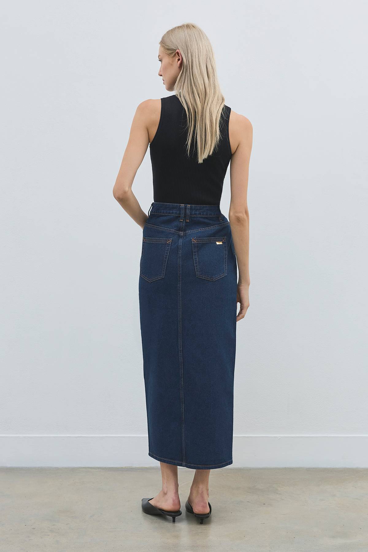 KarenMillen Jupe Crayon Mi-longue En Denim Forever Petite À 5 Poches