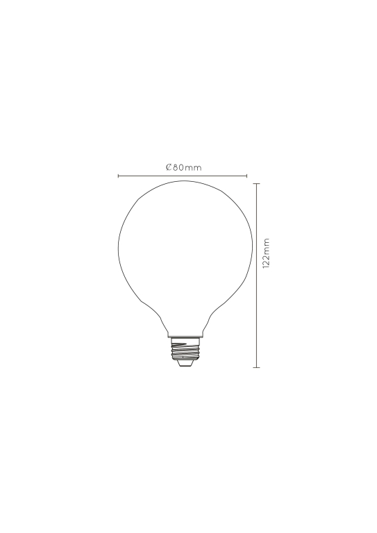Lucide G80 LED lichtbron E27 5W 2700K opaal dimbaar