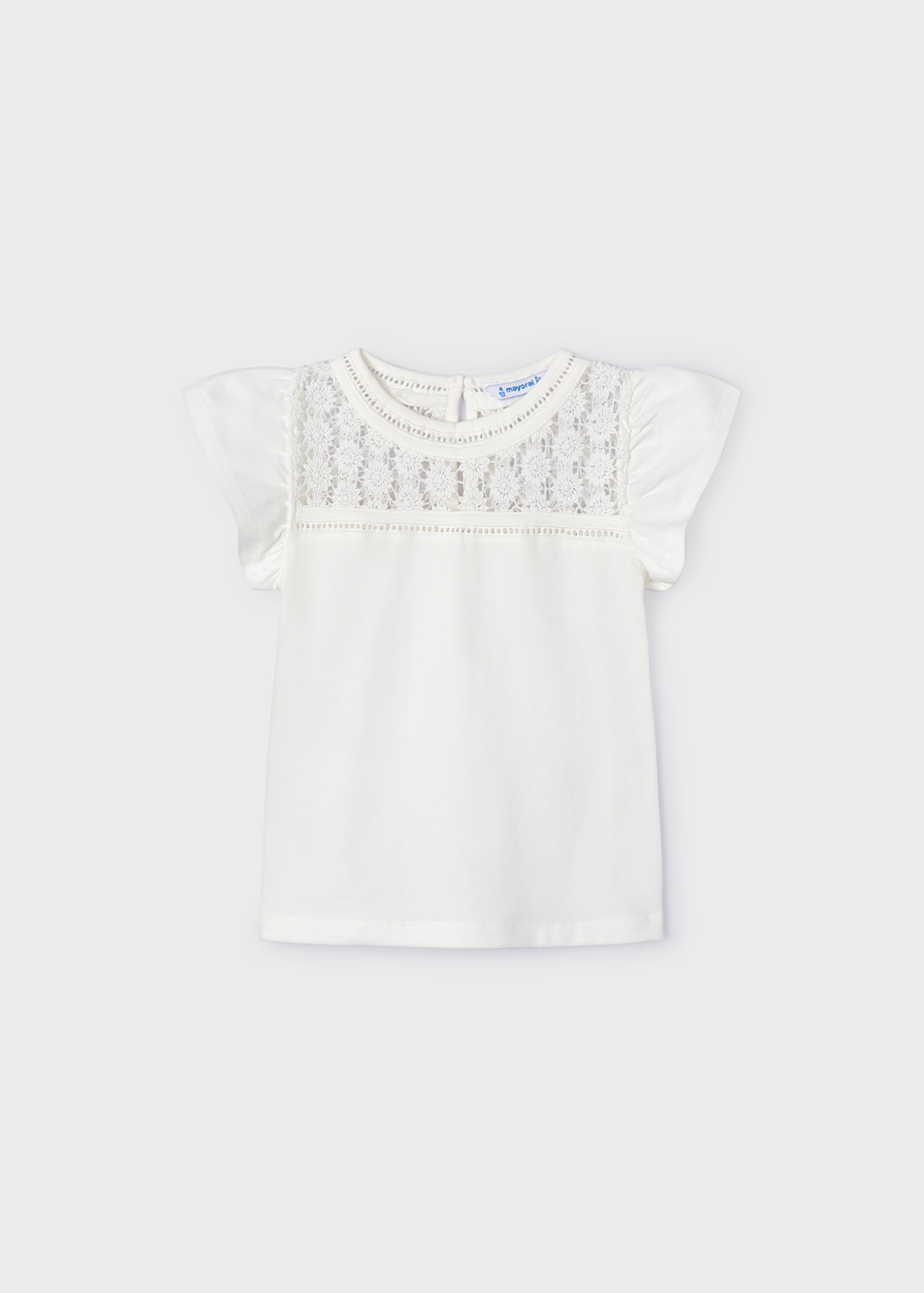 Camiseta feminina Better Cotton guipure, cor fúcsia.