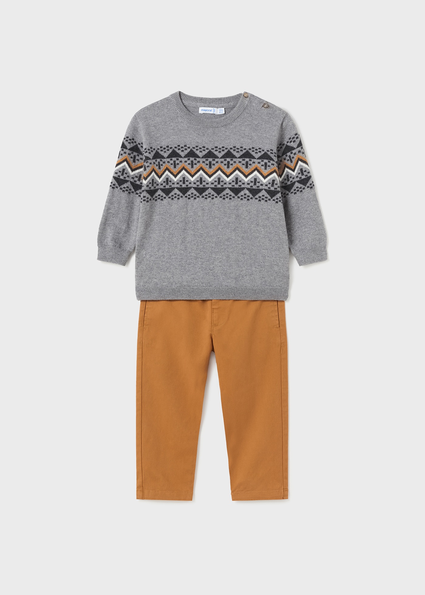 Conjunto de 2 peças para bebê: suéter e calça.
