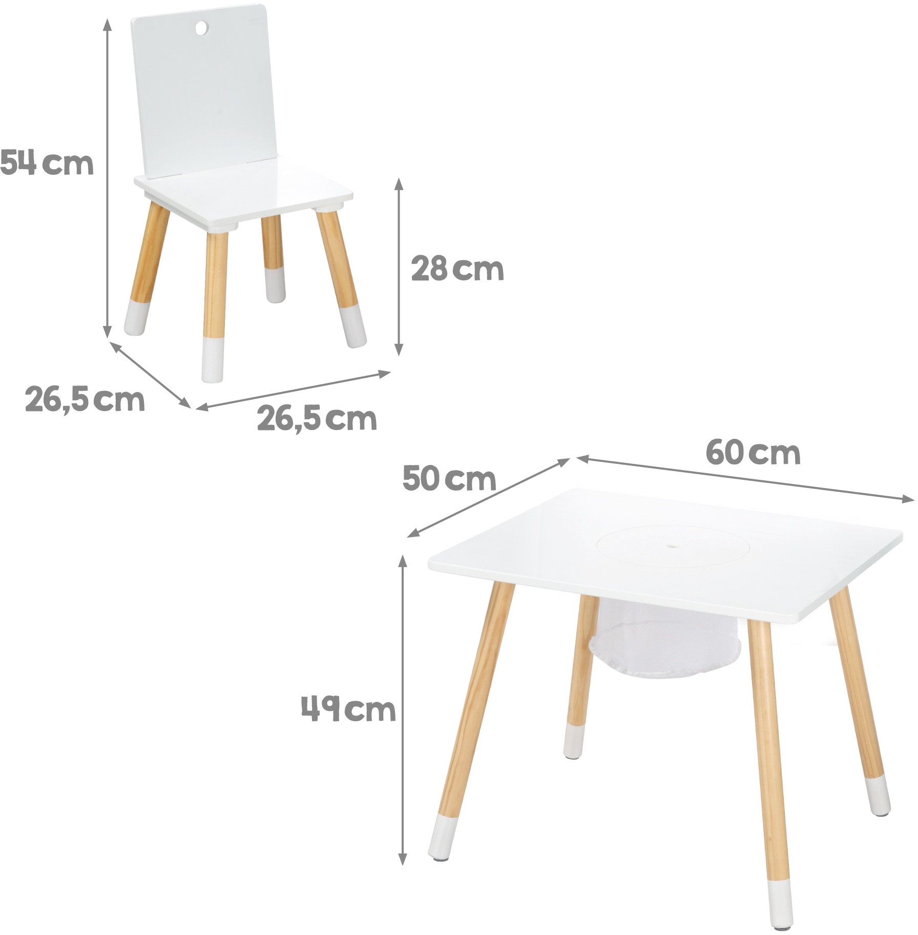 roba® Kindersitzgruppe »Sitzgruppe mit Aufbewahrungsnetz, weiss« aus Holz