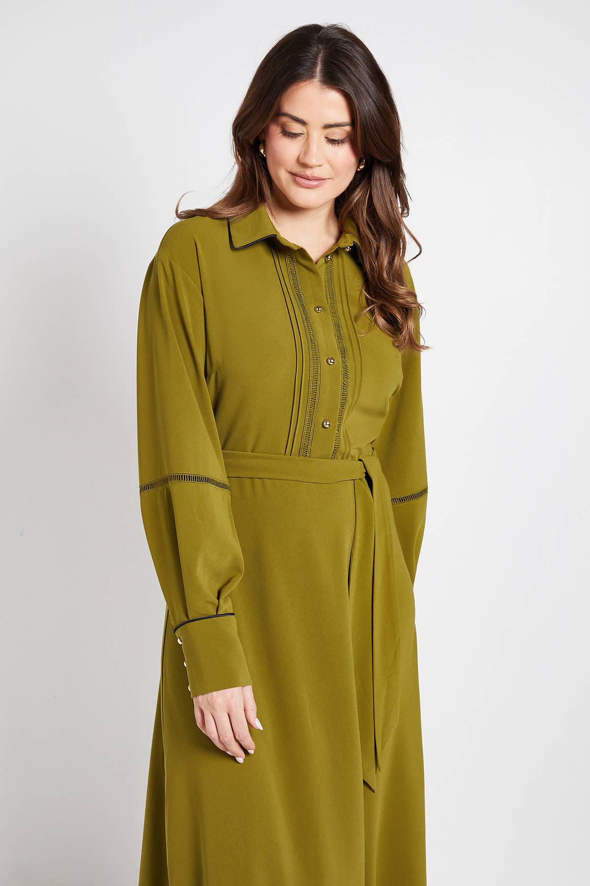 Wallis Robe Chemise Avec Finitions En Dentelle Contrastée