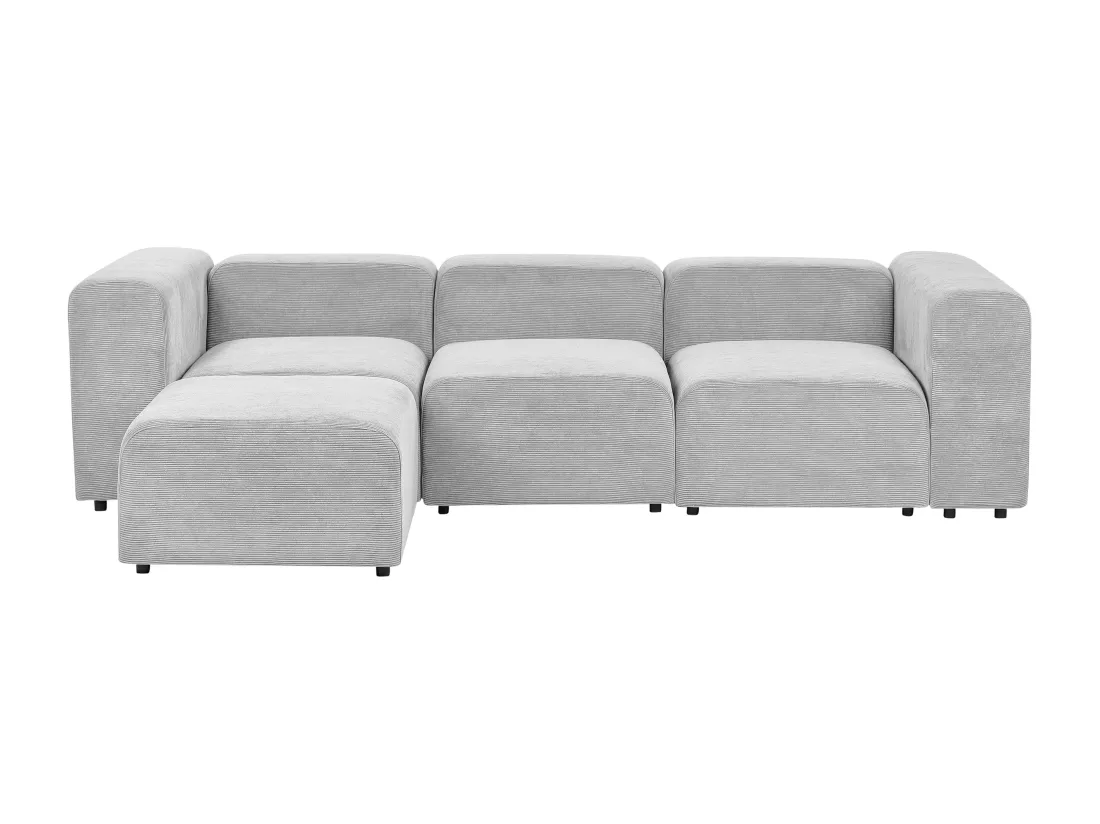 Canapé 3 places modulable avec ottoman en velours côtelé gris FALSTERBO