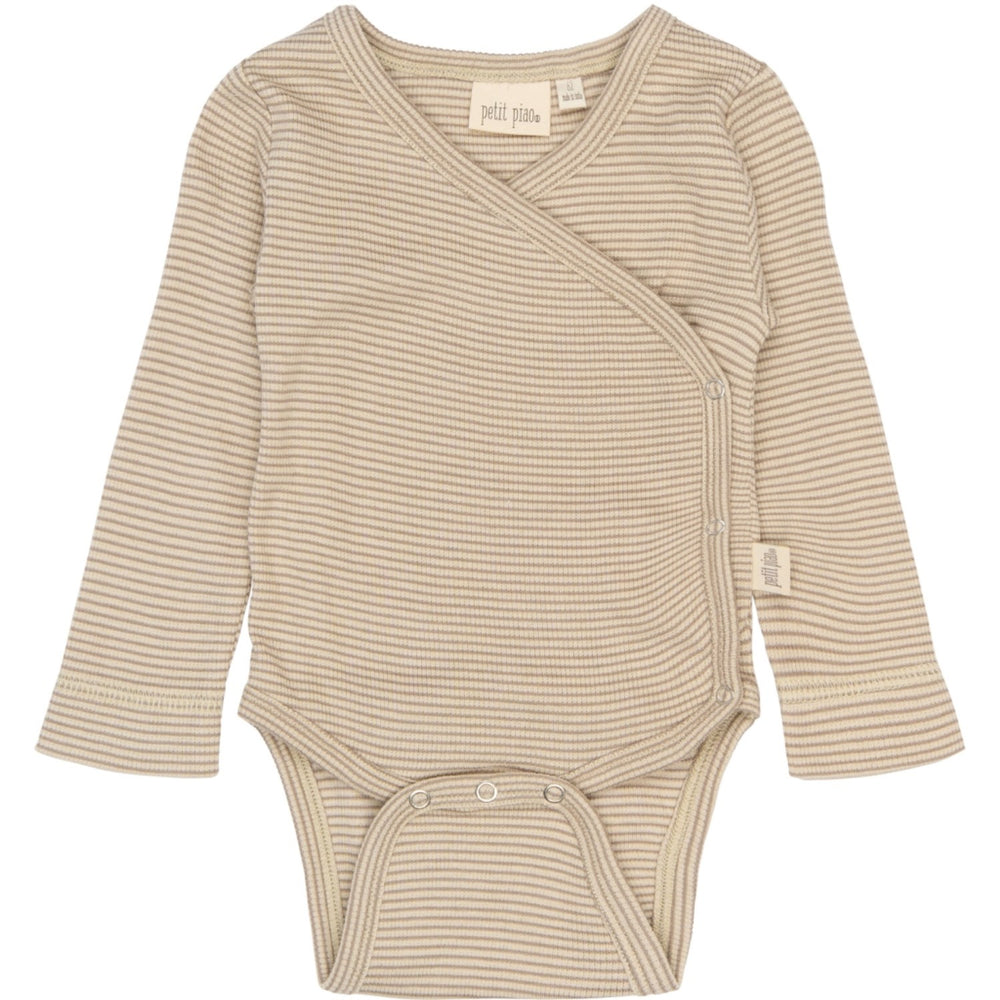 Køb Petit Piao Pure Cashmere/Dark Off White PPDian Body L/S Fold Over Stripe NB NOOS