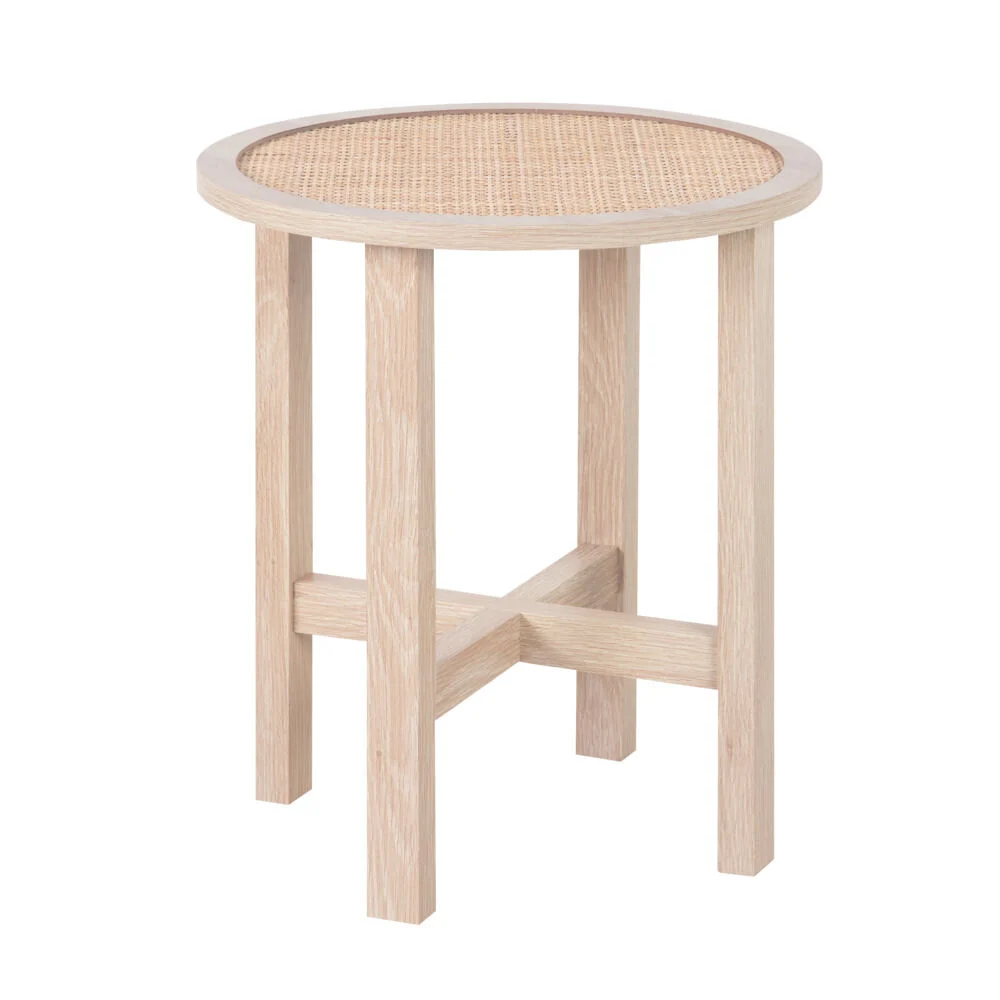 Table basse Kanna ronde en bois et rotin naturel Ø40xH45cm