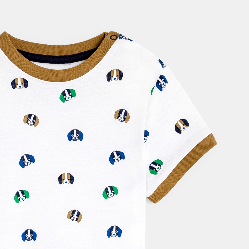 T-shirt imprimé chiens blanc bébé garçon