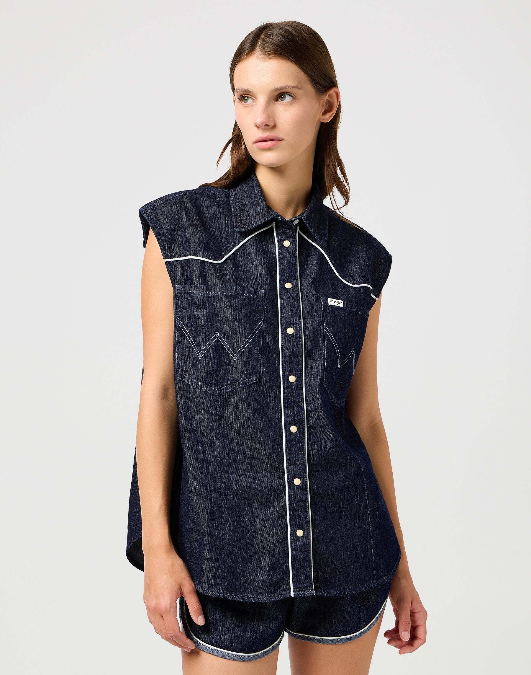 Wrangler Jeansbluse »WRANGLER Jeanshemd Sleeveless Shirt«