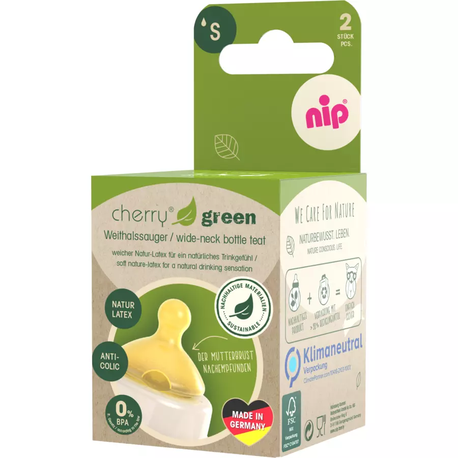 nip® Weithalstrinksauger cherry green S, Latex