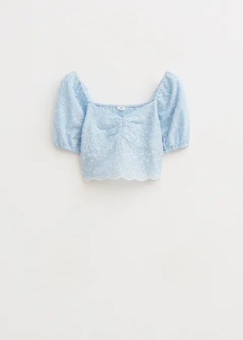 Broderie top blauw (BLW.L)