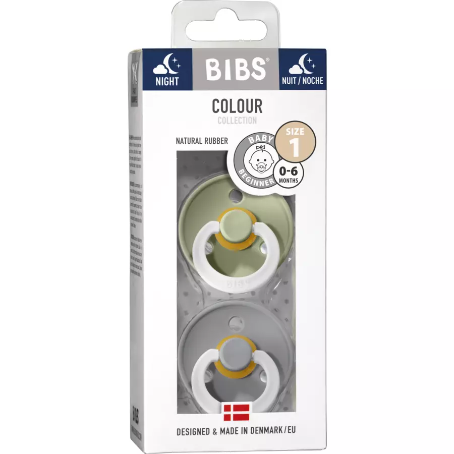 BIBS® Nachtschnuller Colour Sage  Cloud 0-6 Monate, 2 Stk.