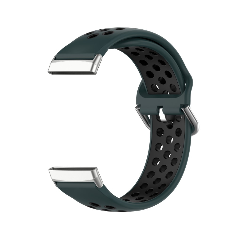 Fitbit Versa 4 / Sense 2 Ersatz Silikon Armband Dual Color (Gelenkumfang 190 - 230mm) - Dunkelgrün / Schwarz