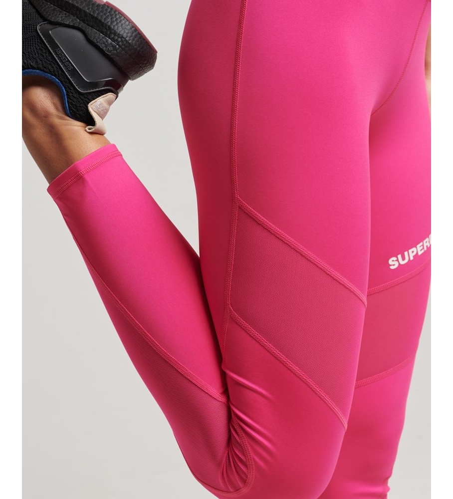 Superdry Leggings de malla Training 7/8 rosa
