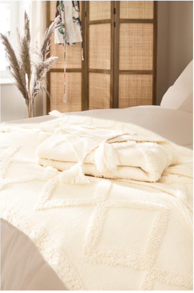 Vario Boho Kuscheldecke -versch. Ausführungen - ecru