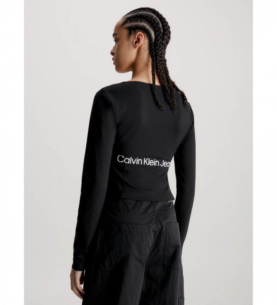 Top Calvin Klein Jeans preto de perna larga estilo manga