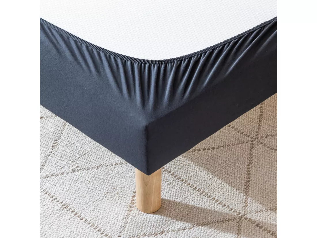 Cache-sommier coton jersey noir 140x190 à 150x200