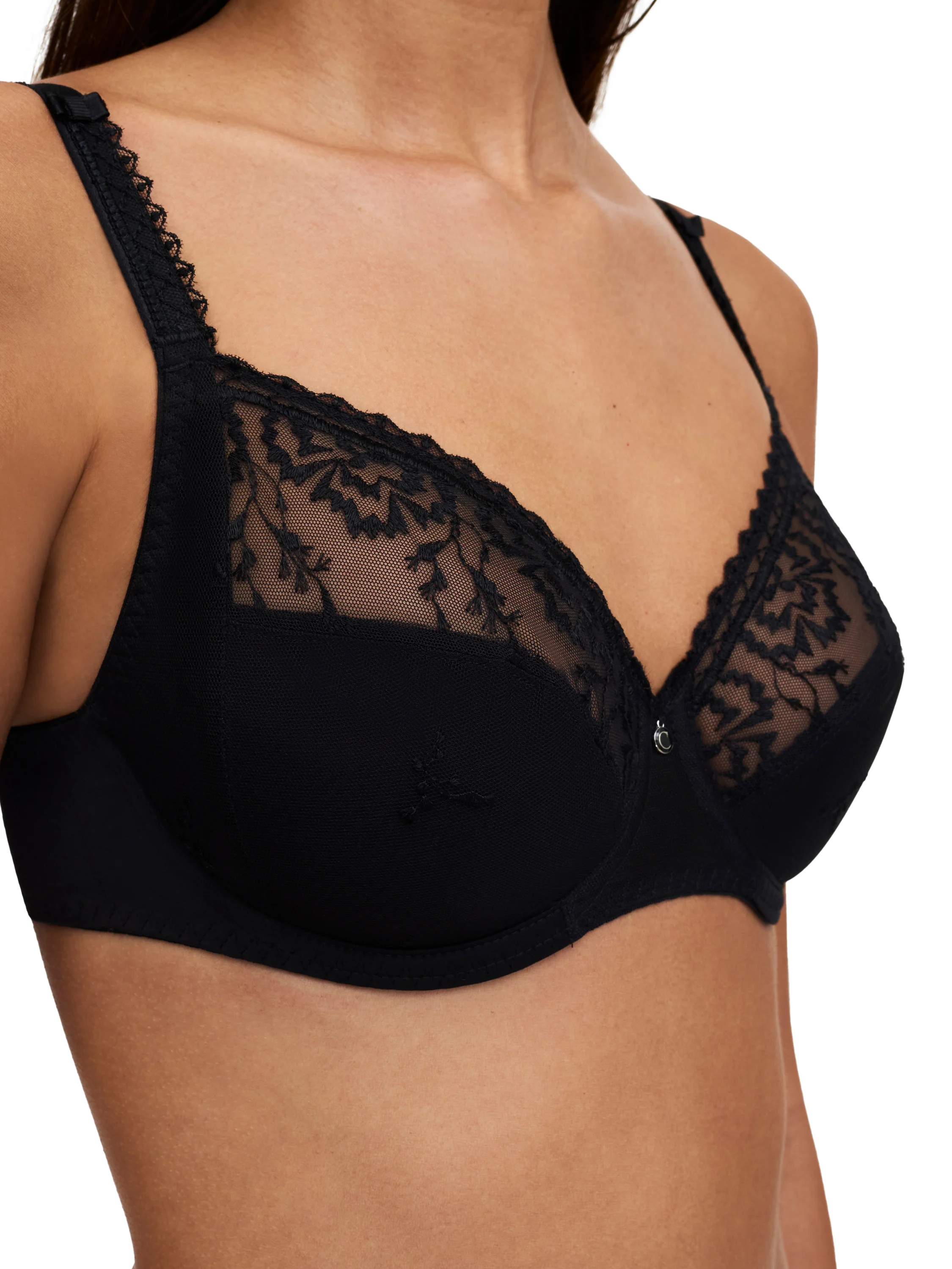 EVERY CURVE - Soutien-gorge emboîtant broderie florale | Noir