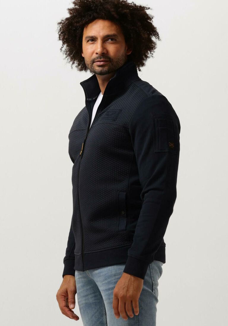 PME LEGEND blauwe pme legend vest zip jacket jacquard interlock sweat