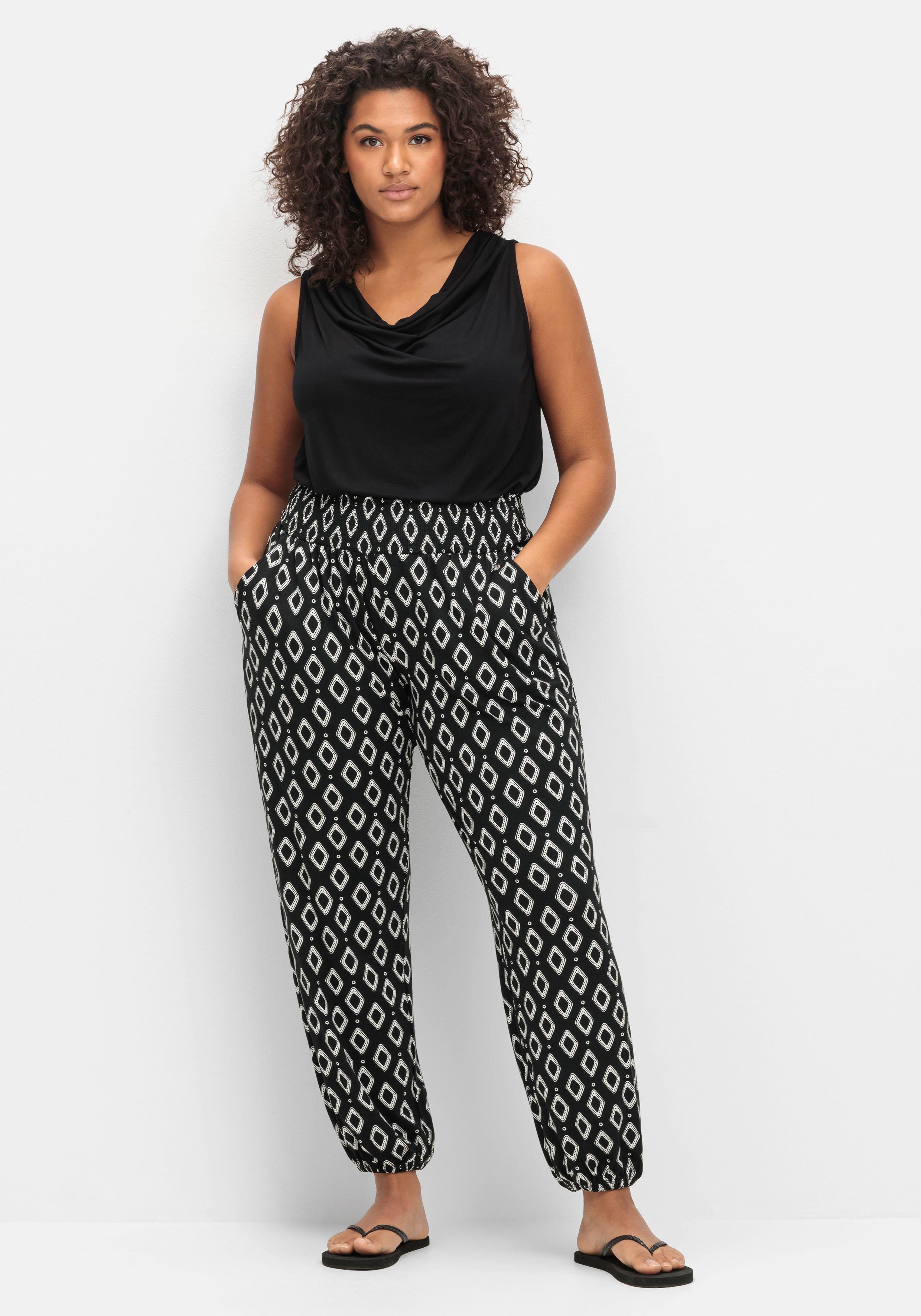 Bedruckte Jerseyhose mit breitem Smokbund