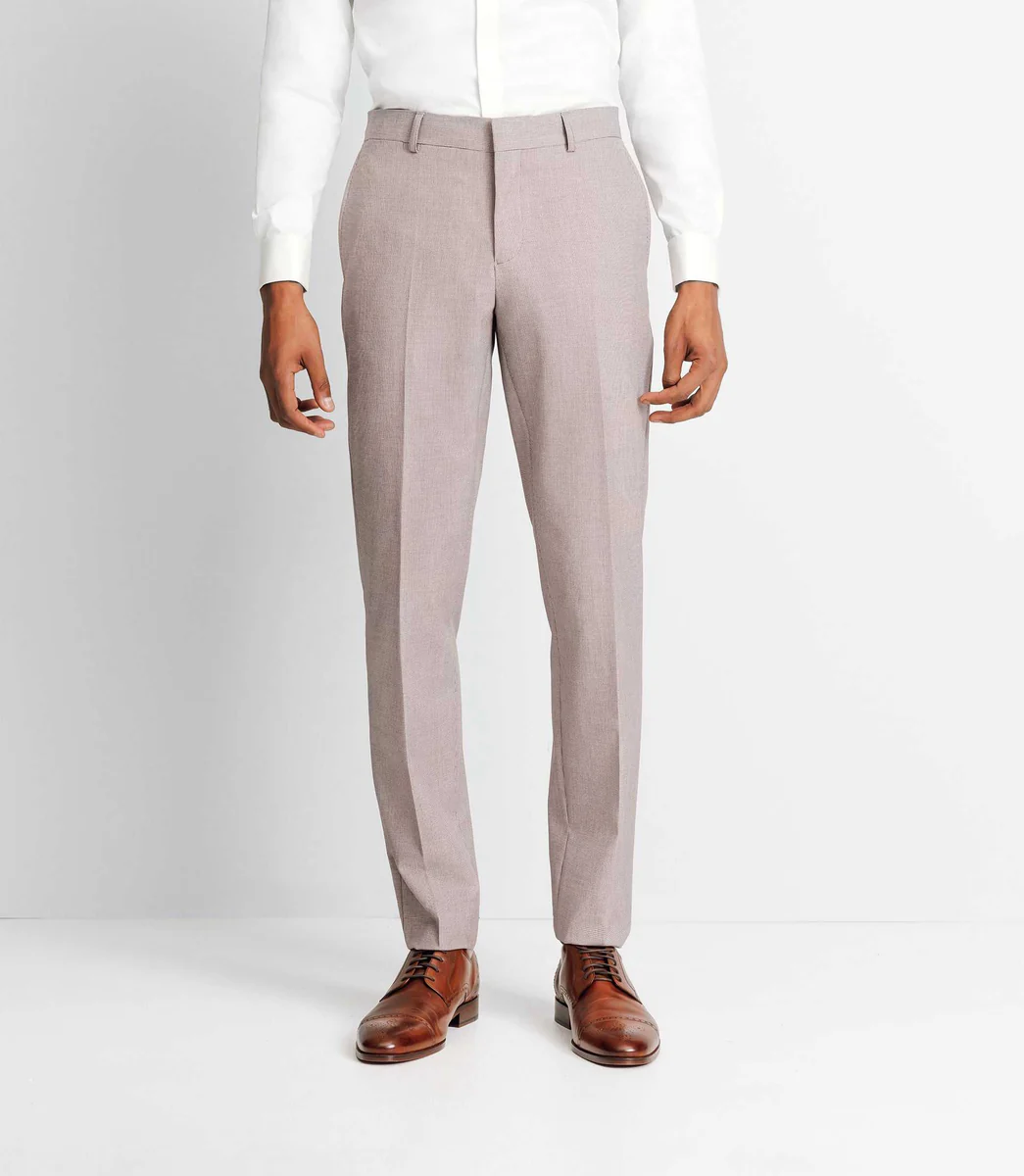 Pantalon ville motif pied de puce parme foncé