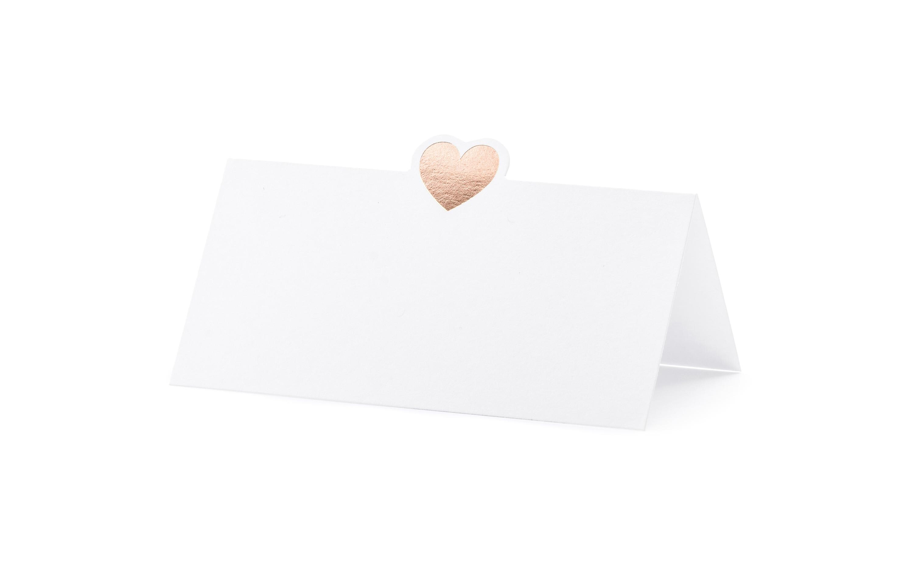 Tischkarte Herz 10 x 5 cm, 10 Stück, RosegoldPlatzkarte für den gedeckten Tisch an der Hochzeit und Festen wie Geburtstagspartys oder Silvester