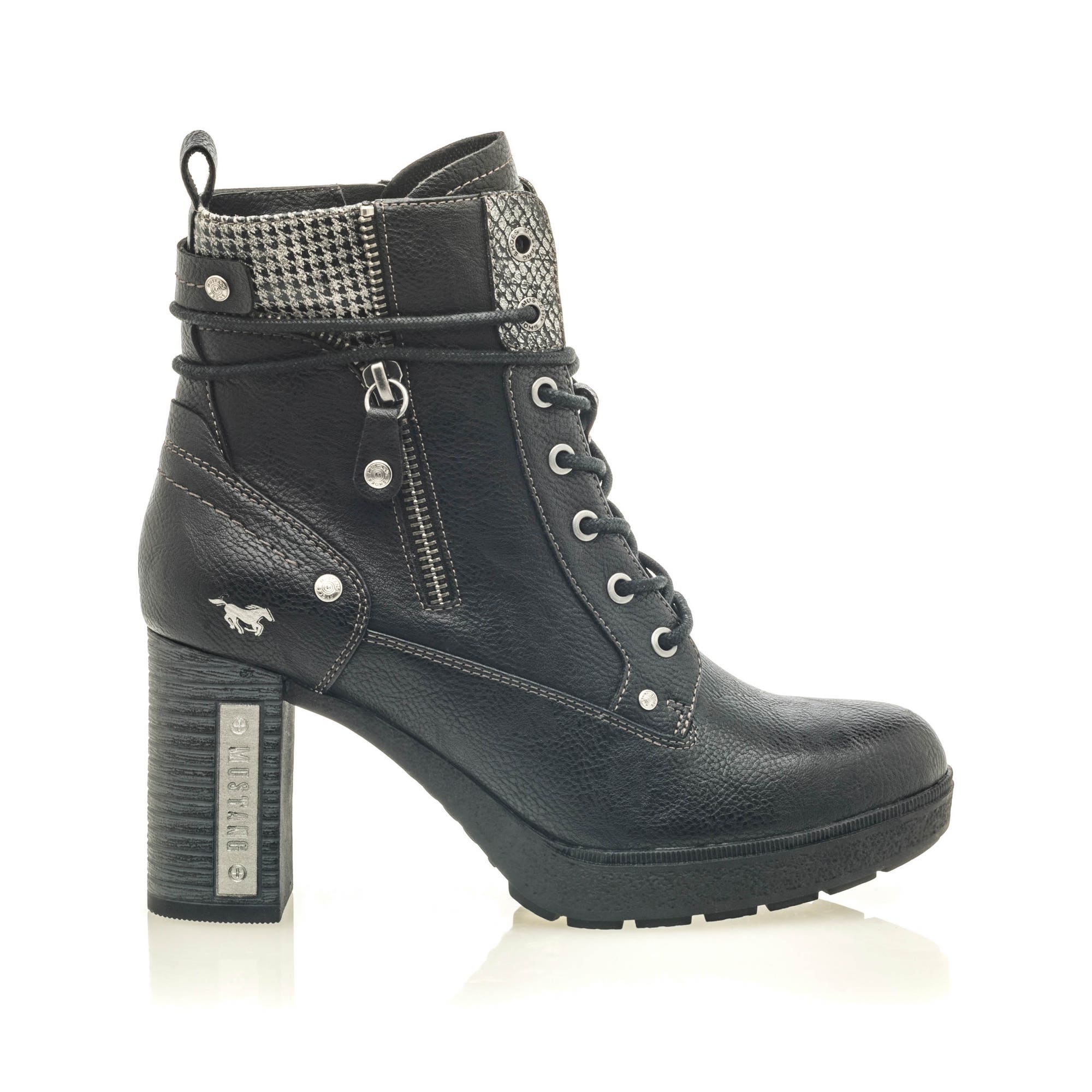 Bottines à lacets à talon Femme noir