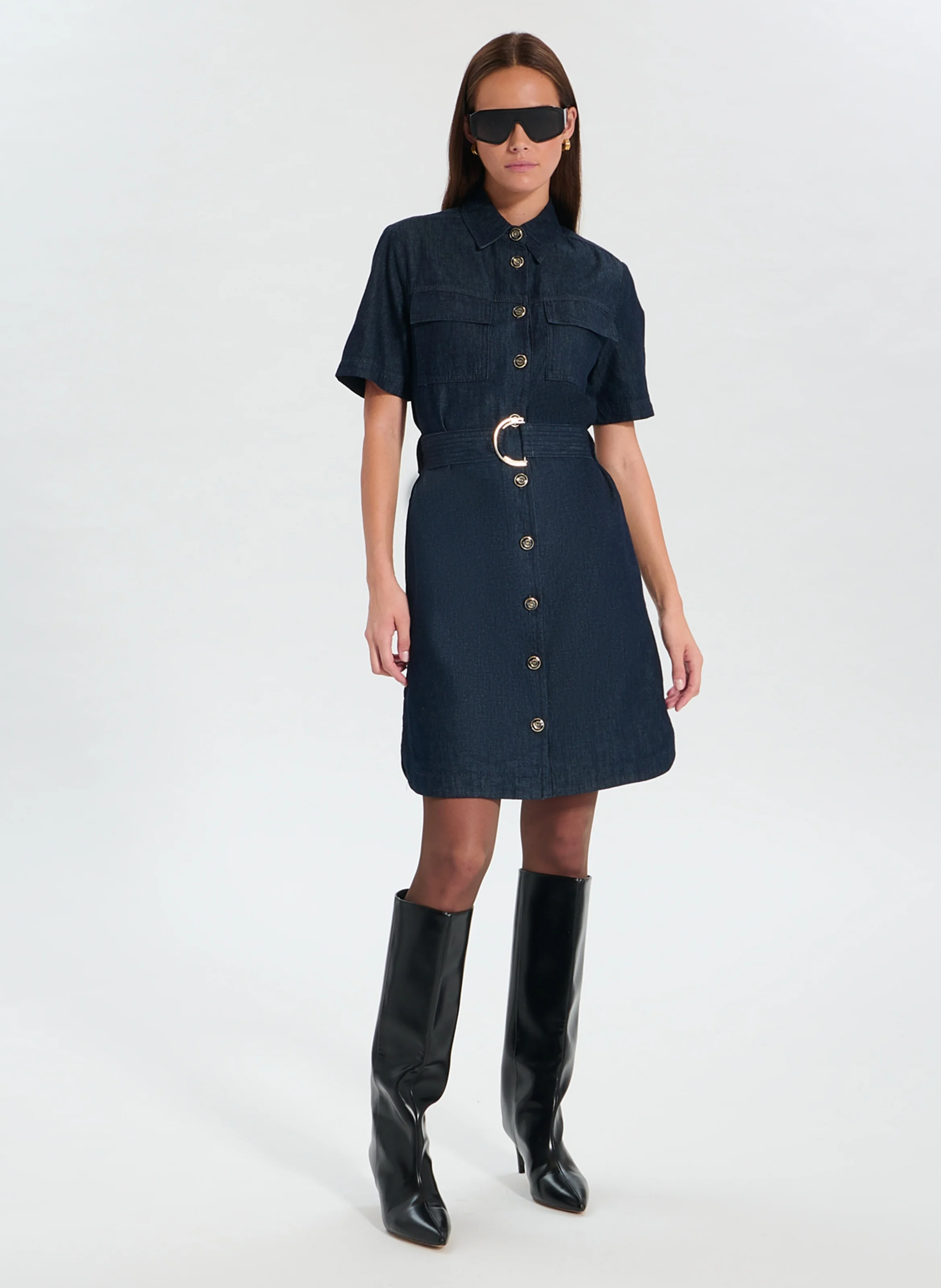 ROSIO - Robe courte en coton | Jean brut