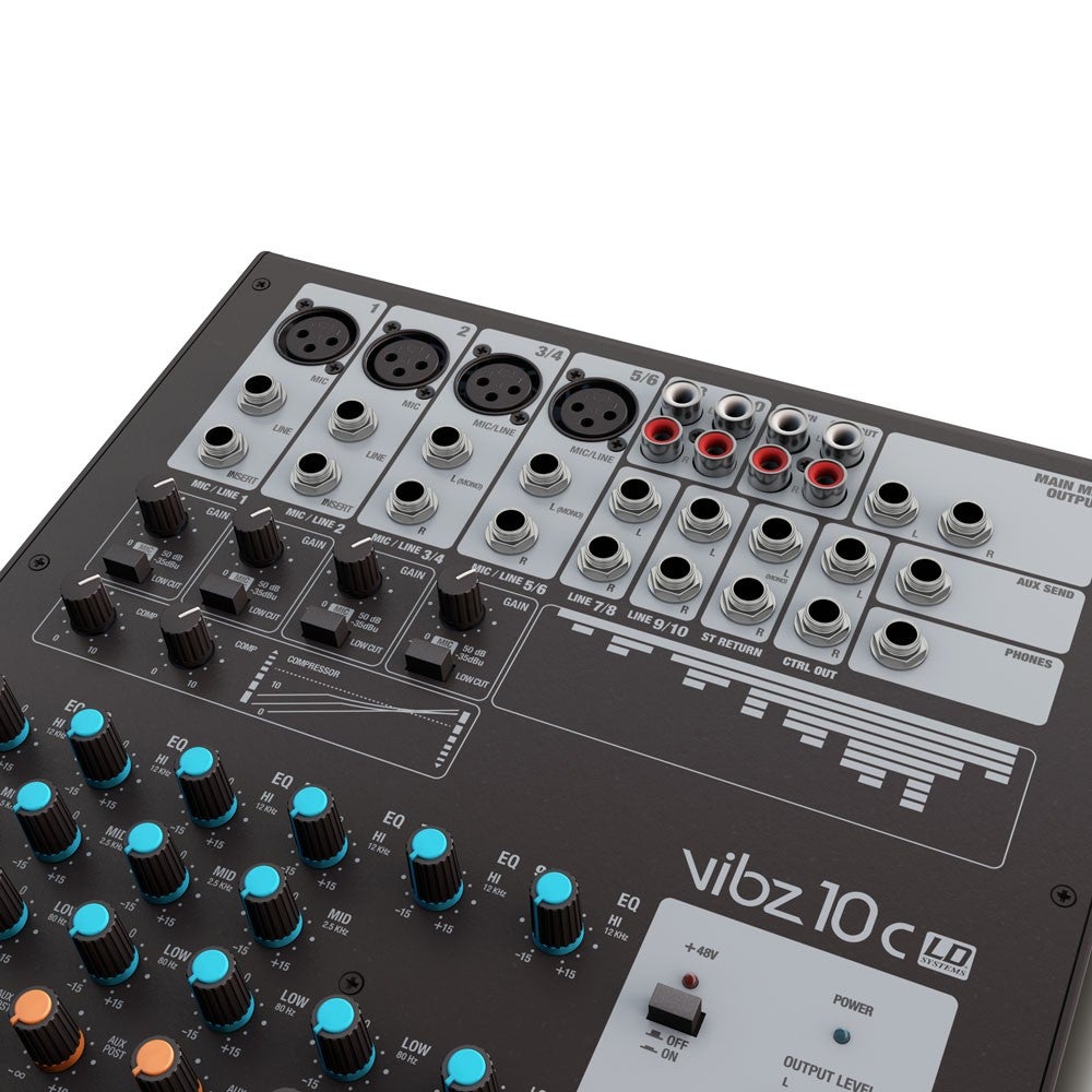 LD Systems VIBZ 10 C 10-kanaals mixer met compressor