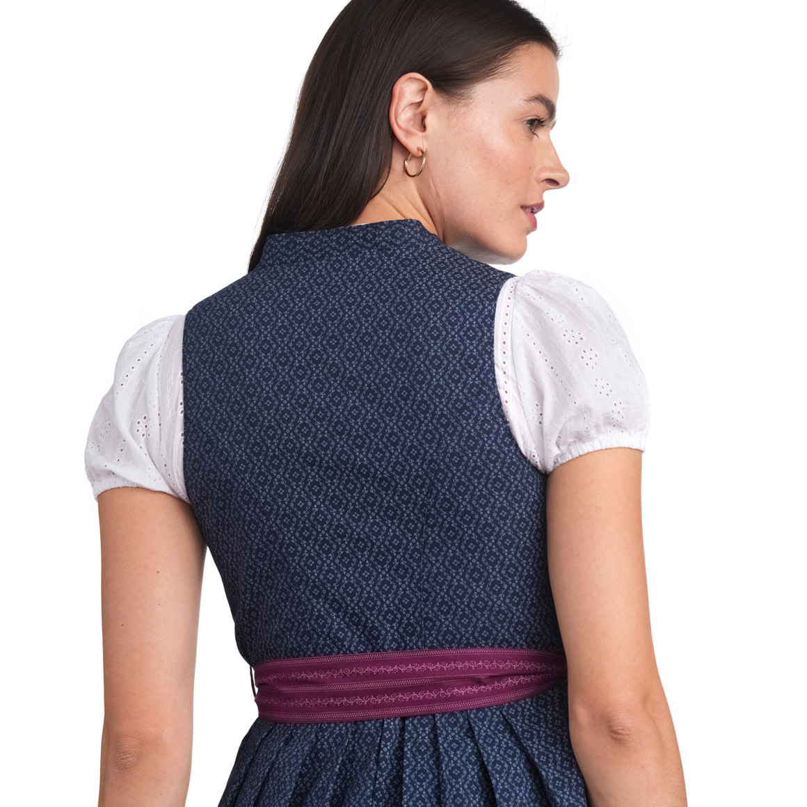 Gina Benotti Damen Dirndl mit Allover-Muster navy / bordeauxrot