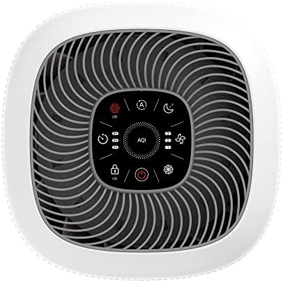 Amazon Basics   Purificateur d'air, Couvre jusqu'à 12 m², Filtres à air True HEPA et au charbon, CADR 100 m²/h, Élimine 99,97 % des allergènes (pollen, poussière, fumée), Prise européenne, Blanc : Cuisine et Maison
