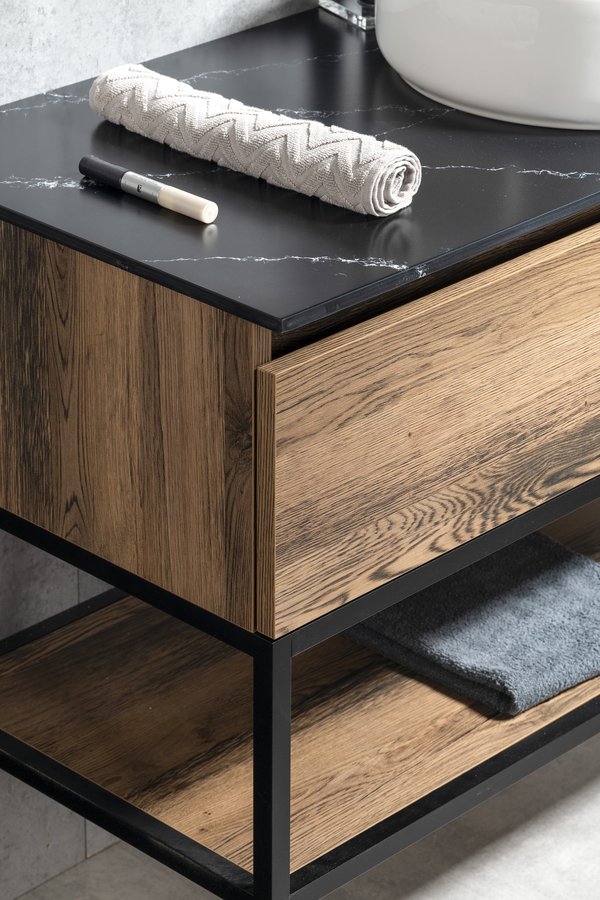 Sapho Skara wastafelblad solid surface 100cm zwart