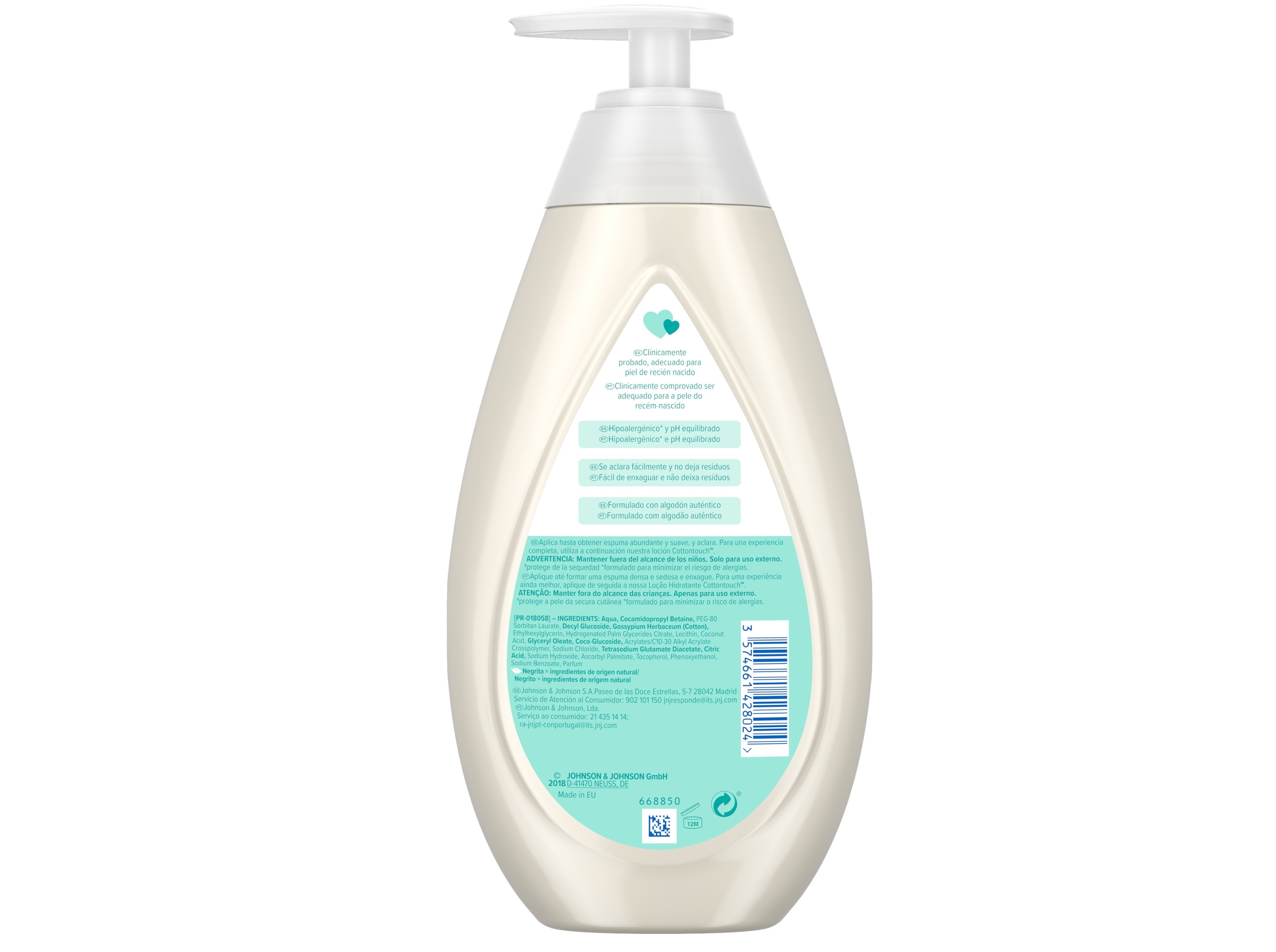 GEL DE BANHO JOHNSON'S BABY COTTON TOUCH 500ML