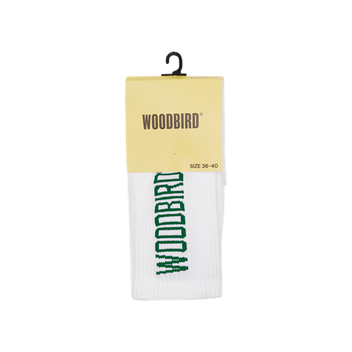 Woodbird Tennis Logo 2-pak Strømper, White-Sports Green, 41-46