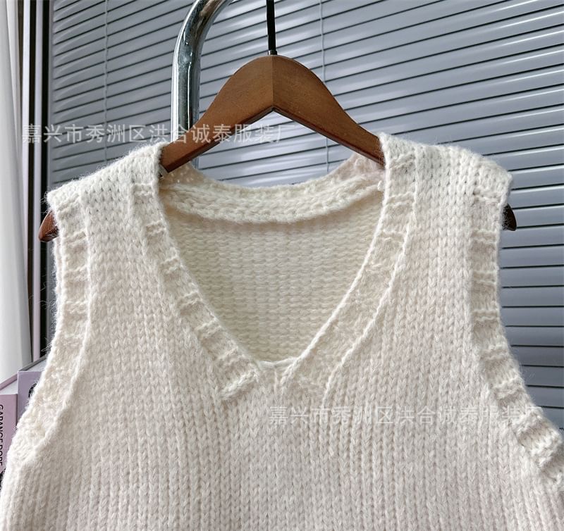 staybabes - V-hals effen vest met ruches