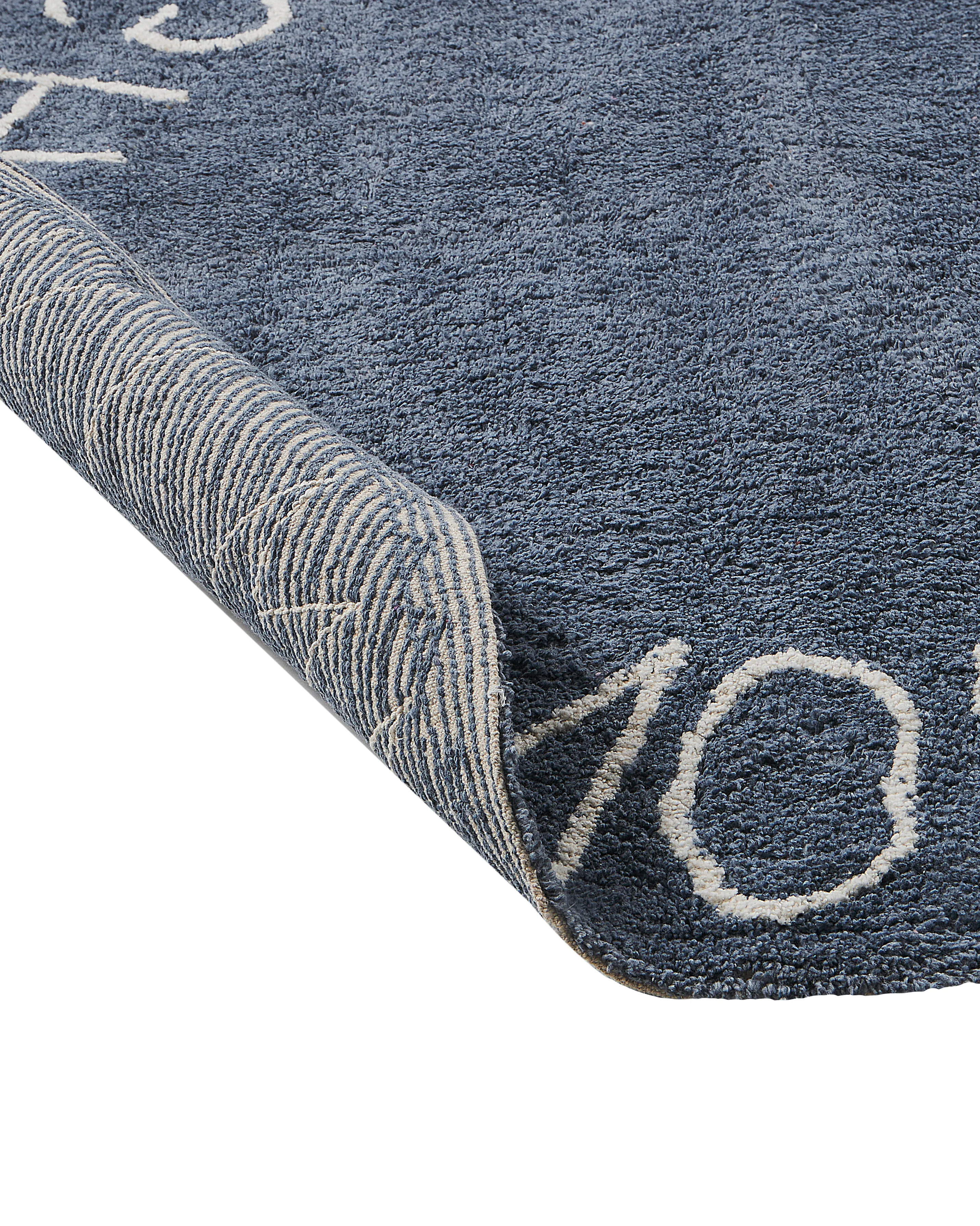 Kindervloerkleed VURGUN Donkerblauw ø 120 cm Katoen