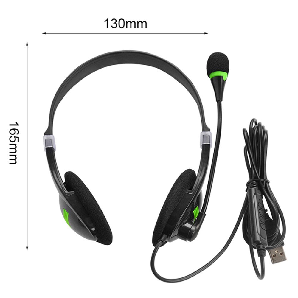 USB Kopfhörer Headset mit Mikrofon   Noise Cancelling - Schwarz / Grün