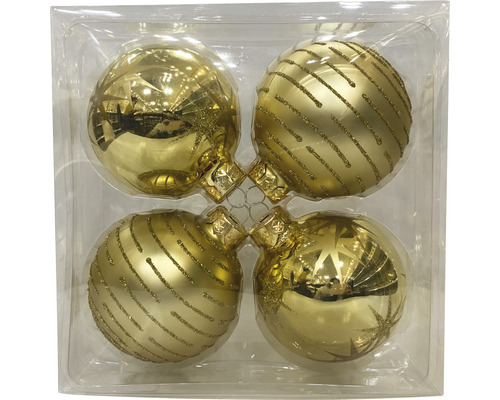 Glazen kerstboomballen Lafiora Ø 8 cm goud 4 st.