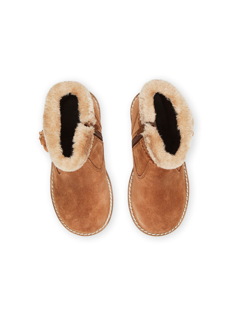 Boots en croûte de cuir avec col fourré