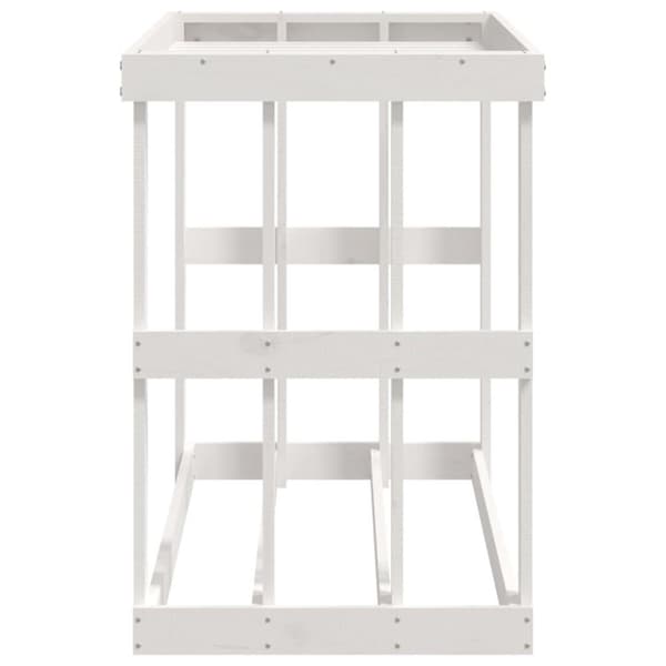 vidaXL Utendørs vedstativ hvit 108x52x74 cm heltre furu